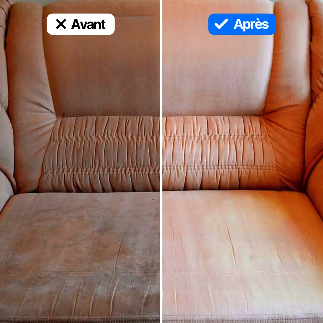 Avant et après nettoyage d'un canapé
