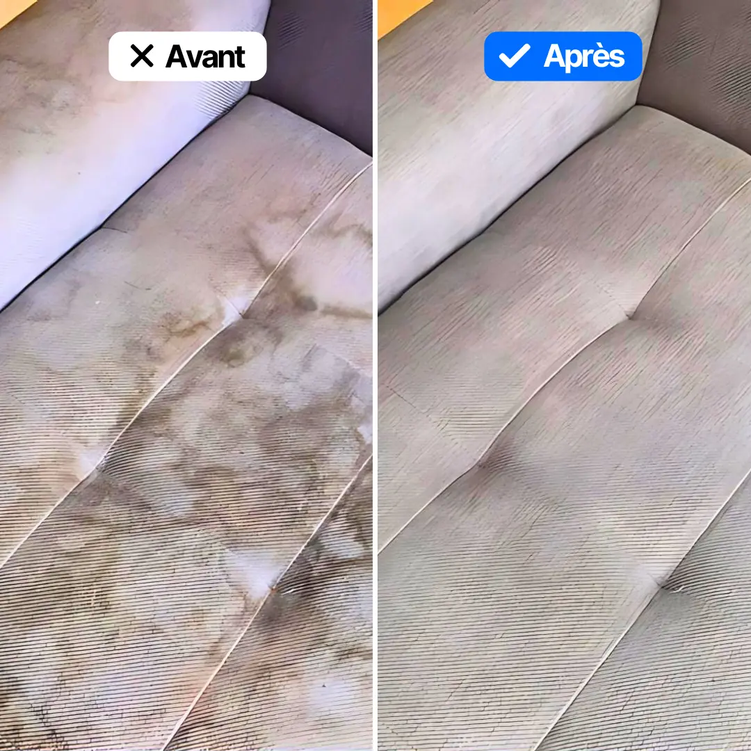 Avant et après nettoyage d'un canapé