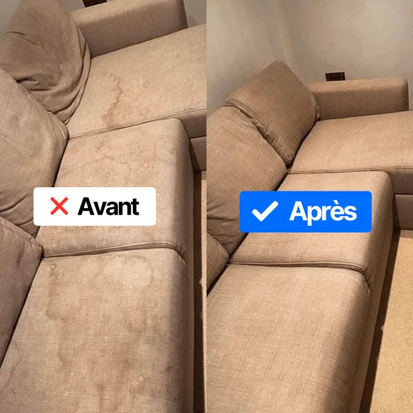 Avant / Après le nettoyage d'un canapé