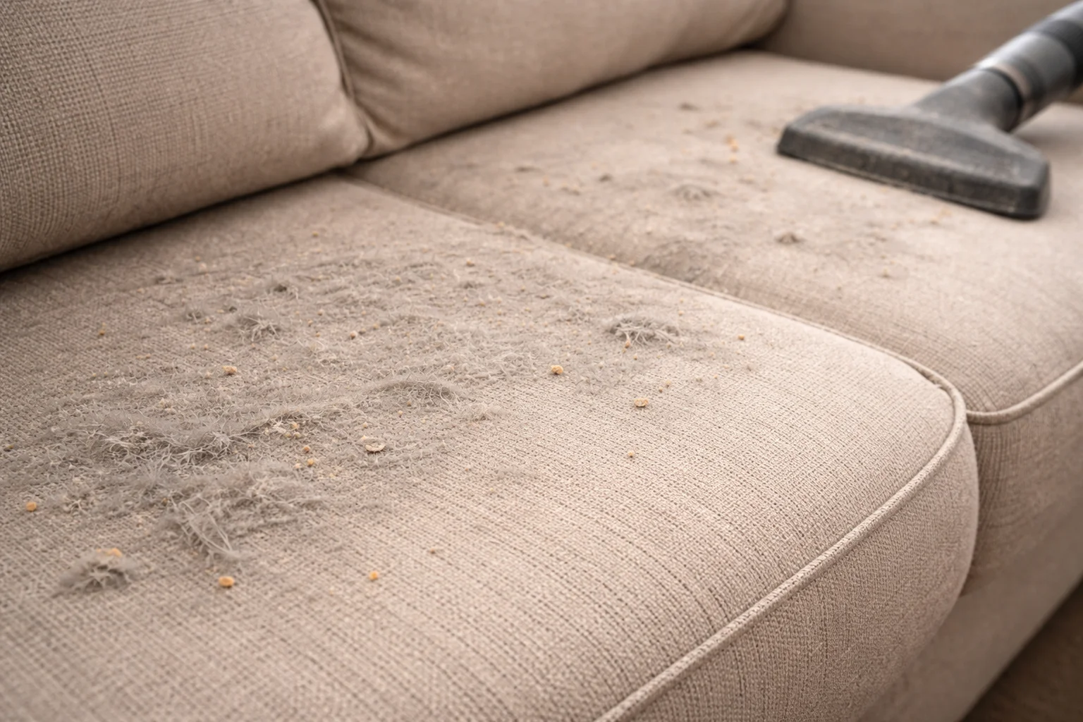 Canapé poussiéreux avant nettoyage