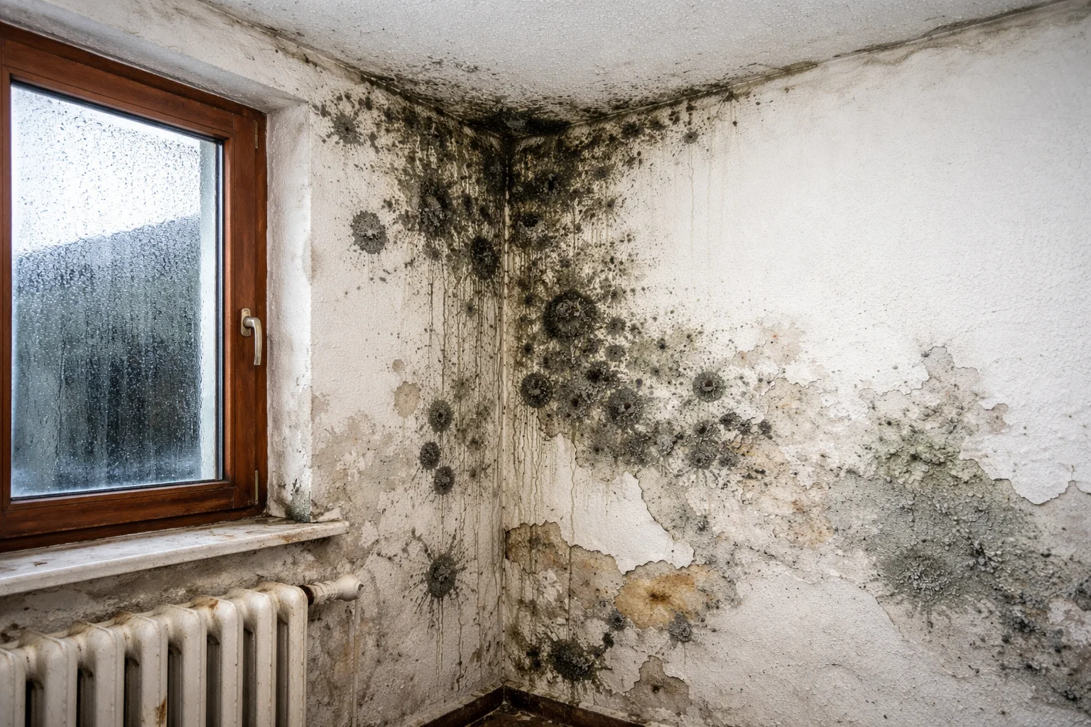 Maison avec des moisissures sur les murs