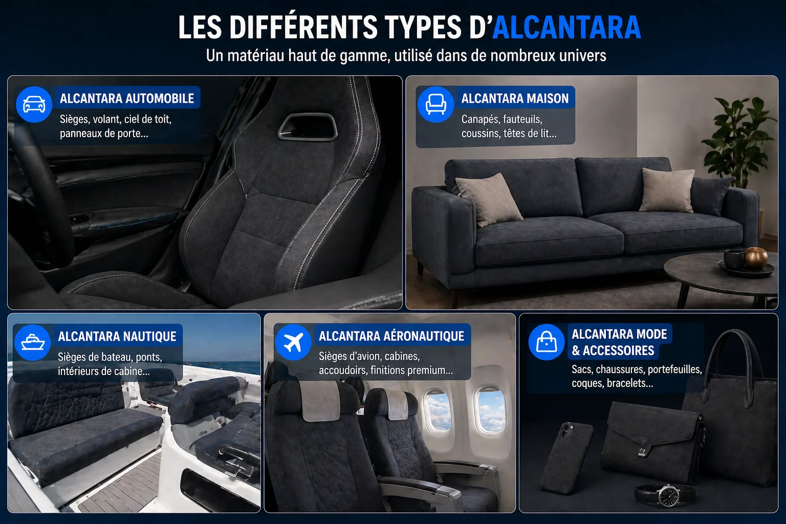 Les différents types d'Alcantara