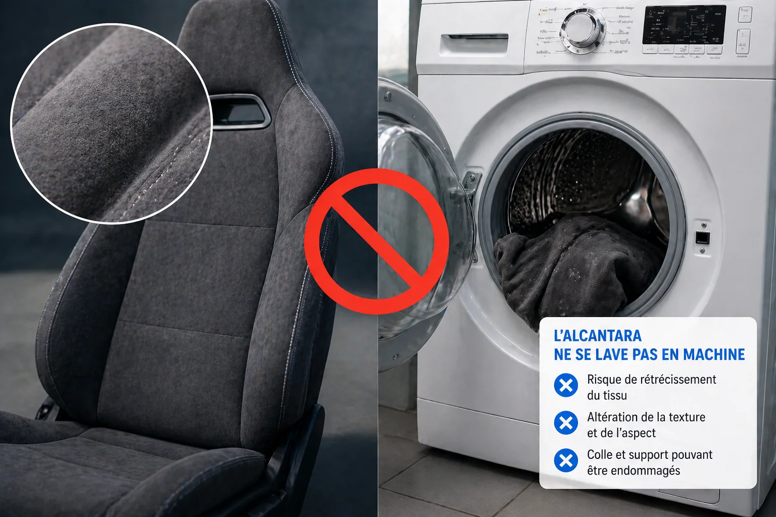 Ne pas laver l'Alcantara en machine