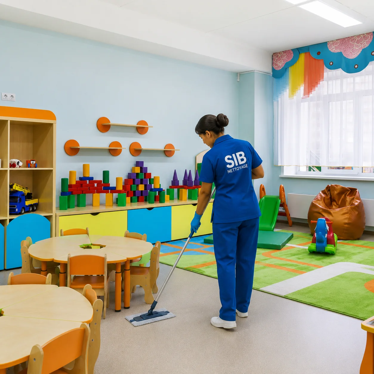Salle de classe lumineuse et colorée
